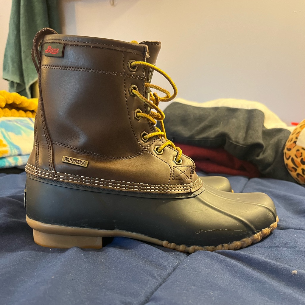 Bass Size 7 Mens (8 1/2 Womens) Duck Boots, Brown And Black